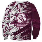 Manly Warringah Sea Eagles Rugby Sweatshirt Fierce Mascot Geometric Tribal Art