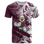 Manly Warringah Sea Eagles Rugby T Shirt Fierce Mascot Geometric Tribal Art