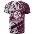 Manly Warringah Sea Eagles Rugby T Shirt Fierce Mascot Geometric Tribal Art