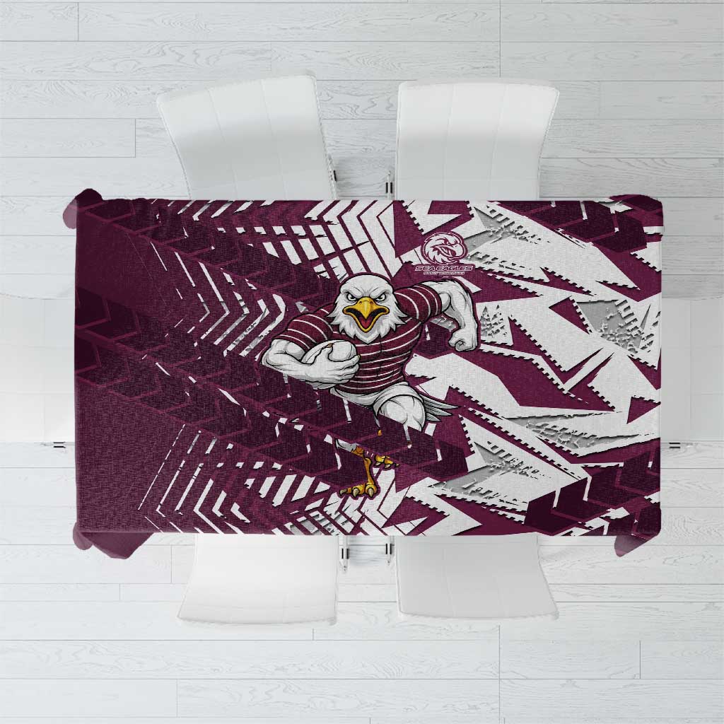 Manly Warringah Sea Eagles Rugby Tablecloth Fierce Mascot Geometric Tribal Art