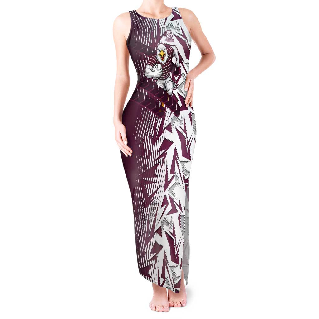 Manly Warringah Sea Eagles Rugby Tank Maxi Dress Fierce Mascot Geometric Tribal Art