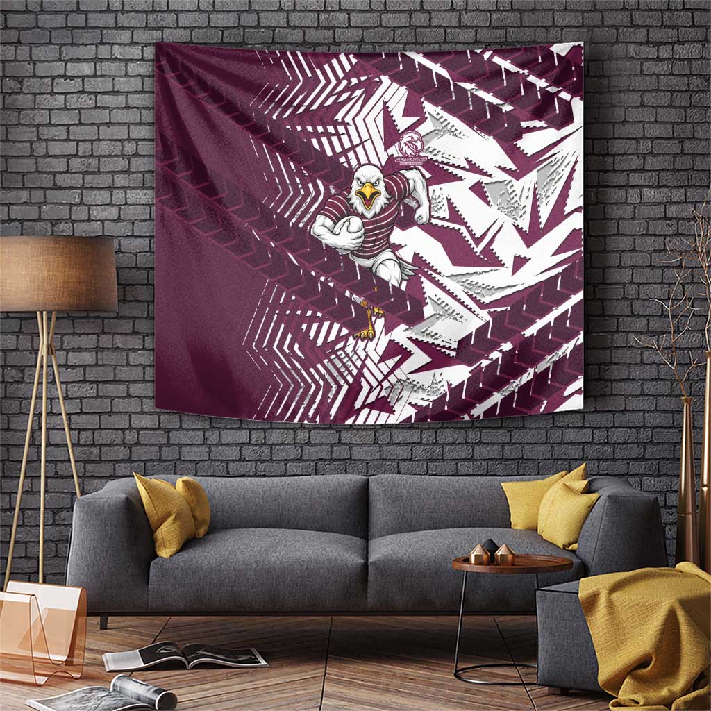 Manly Warringah Sea Eagles Rugby Tapestry Fierce Mascot Geometric Tribal Art