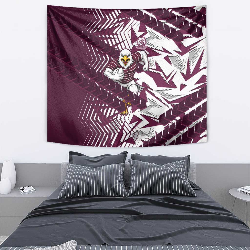 Manly Warringah Sea Eagles Rugby Tapestry Fierce Mascot Geometric Tribal Art