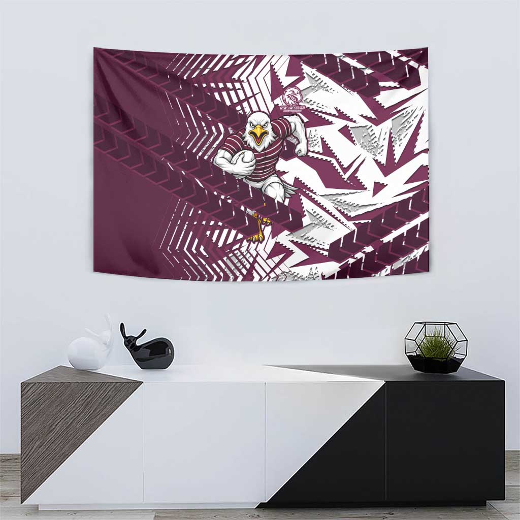 Manly Warringah Sea Eagles Rugby Tapestry Fierce Mascot Geometric Tribal Art