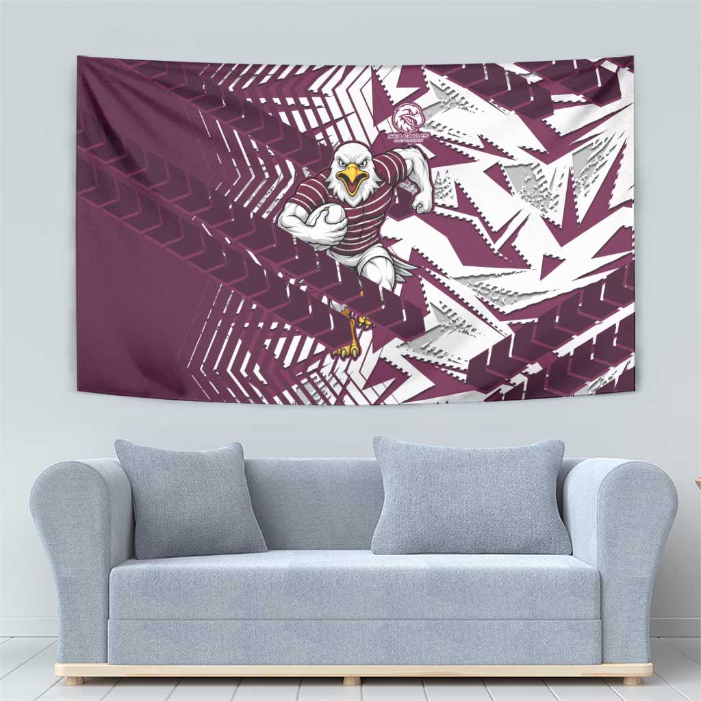 Manly Warringah Sea Eagles Rugby Tapestry Fierce Mascot Geometric Tribal Art