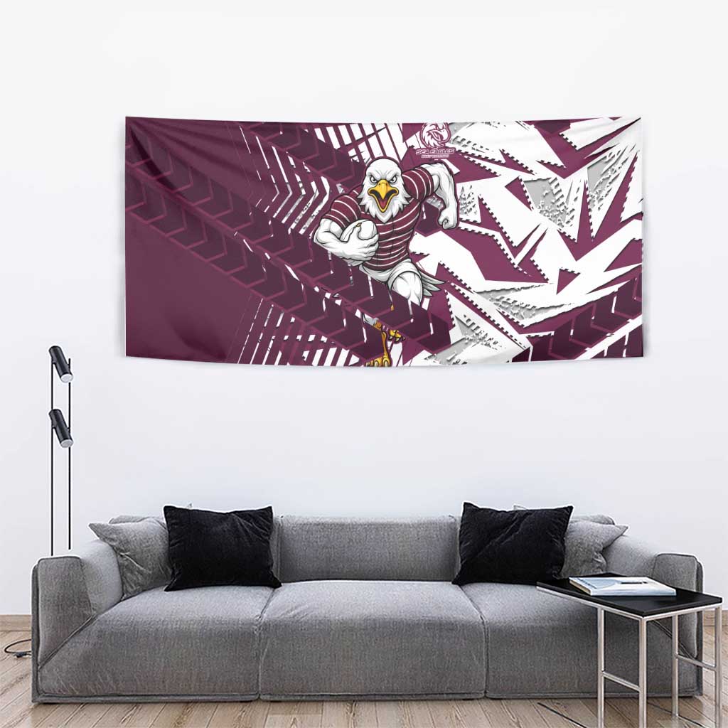 Manly Warringah Sea Eagles Rugby Tapestry Fierce Mascot Geometric Tribal Art