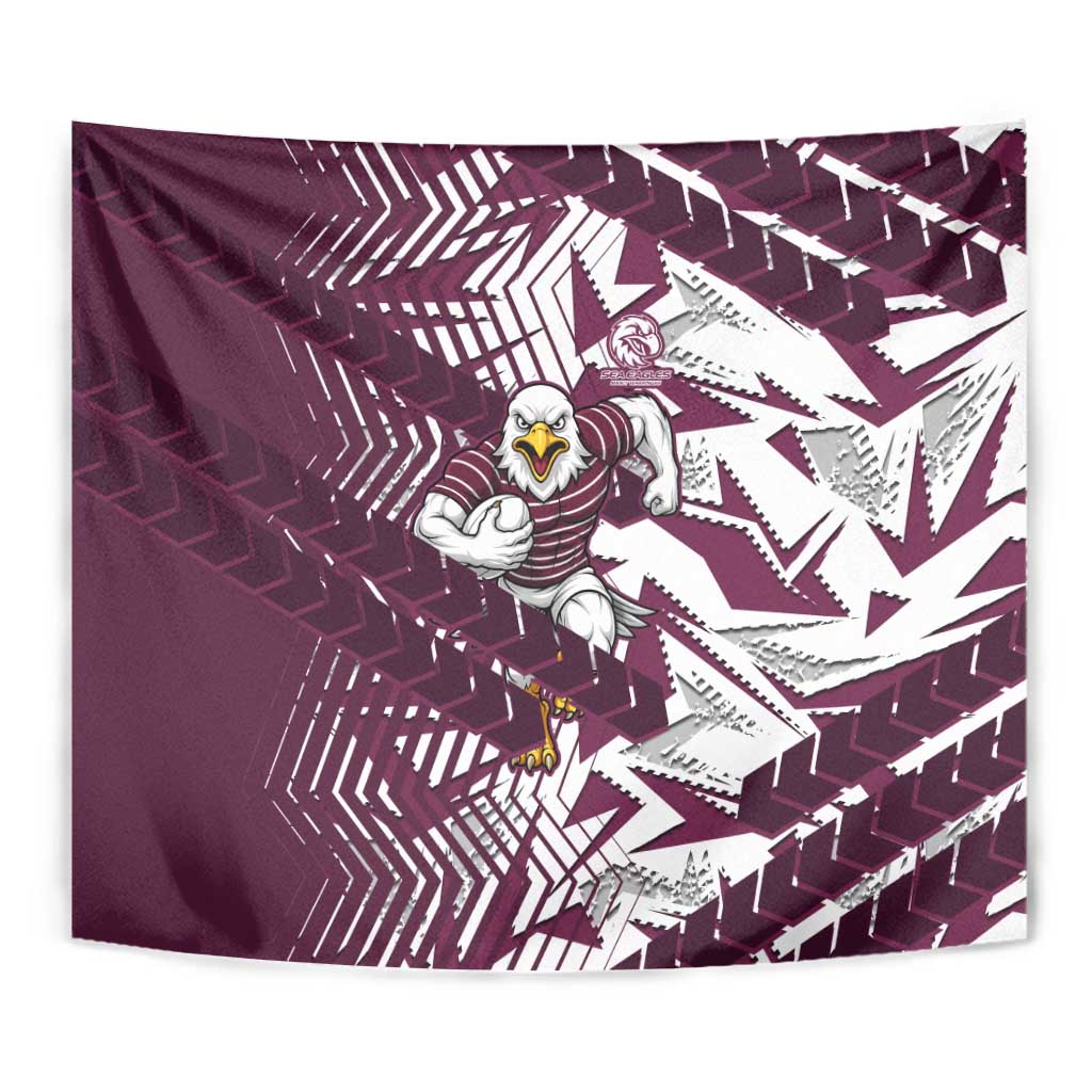 Manly Warringah Sea Eagles Rugby Tapestry Fierce Mascot Geometric Tribal Art