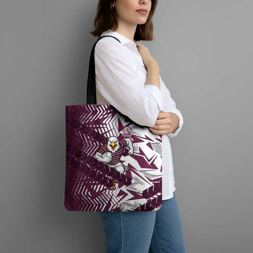 Manly Warringah Sea Eagles Rugby Tote Bag Fierce Mascot Geometric Tribal Art