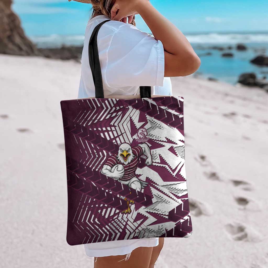 Manly Warringah Sea Eagles Rugby Tote Bag Fierce Mascot Geometric Tribal Art