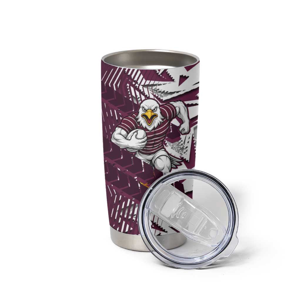 Manly Warringah Sea Eagles Rugby Tumbler Cup Fierce Mascot Geometric Tribal Art