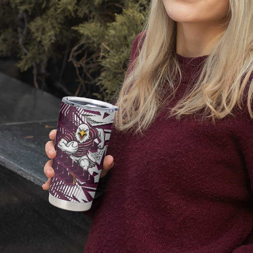 Manly Warringah Sea Eagles Rugby Tumbler Cup Fierce Mascot Geometric Tribal Art
