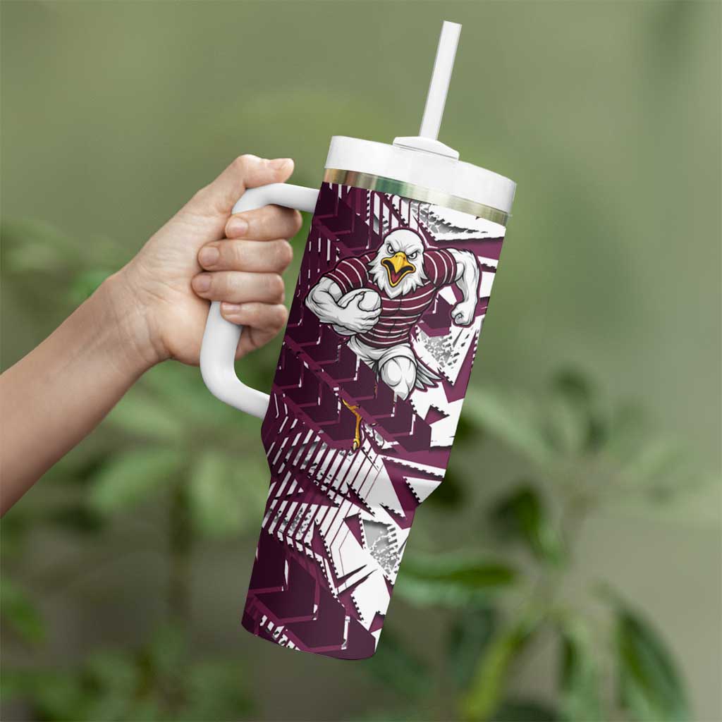 Manly Warringah Sea Eagles Rugby Tumbler With Handle Fierce Mascot Geometric Tribal Art