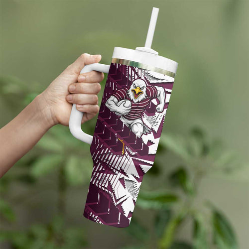 Manly Warringah Sea Eagles Rugby Tumbler With Handle Fierce Mascot Geometric Tribal Art