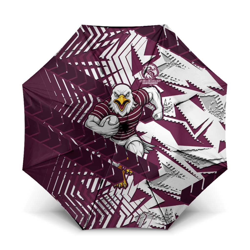 Manly Warringah Sea Eagles Rugby Umbrella Fierce Mascot Geometric Tribal Art