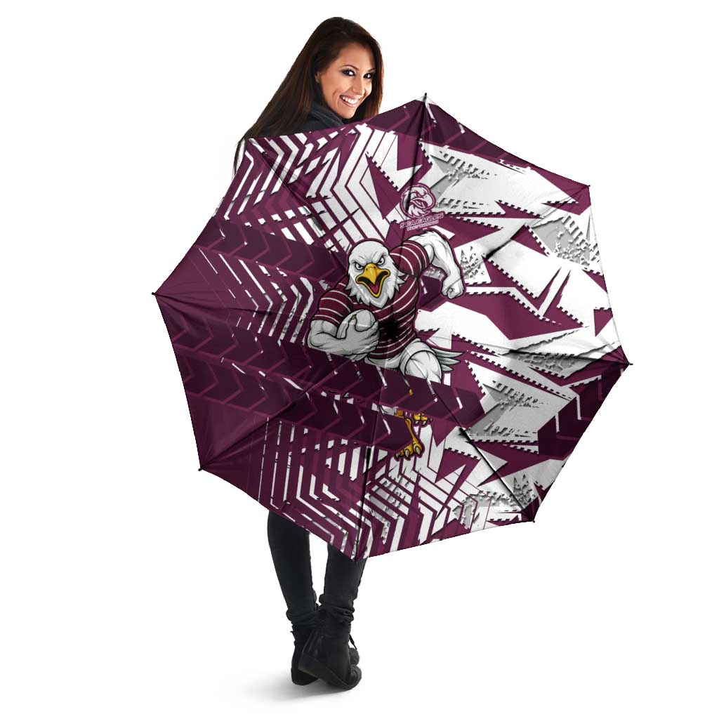 Manly Warringah Sea Eagles Rugby Umbrella Fierce Mascot Geometric Tribal Art