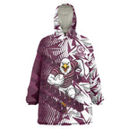 Manly Warringah Sea Eagles Rugby Wearable Blanket Hoodie Fierce Mascot Geometric Tribal Art