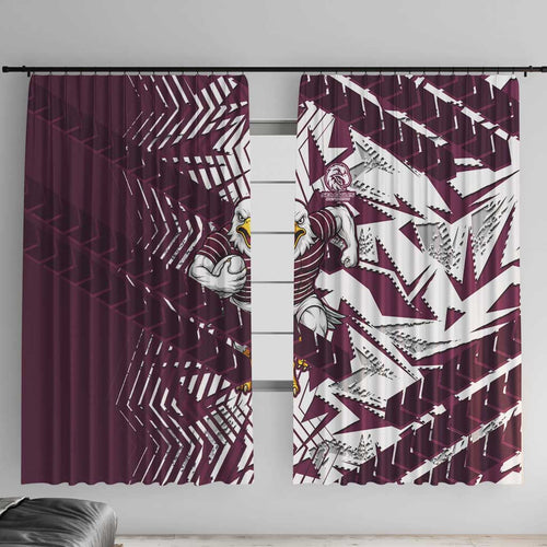 Manly Warringah Sea Eagles Rugby Window Curtain Fierce Mascot Geometric Tribal Art