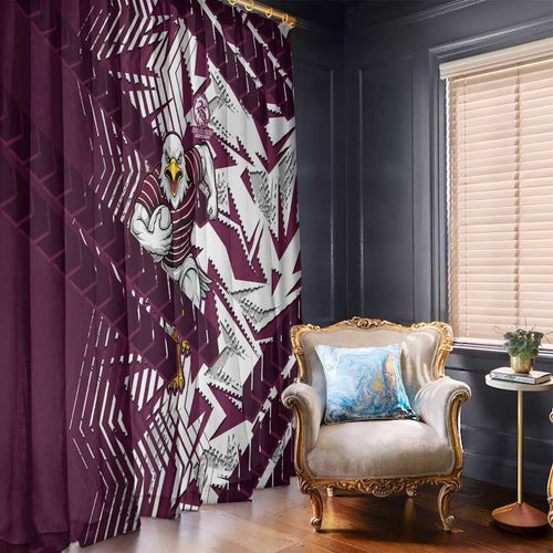 Manly Warringah Sea Eagles Rugby Window Curtain Fierce Mascot Geometric Tribal Art
