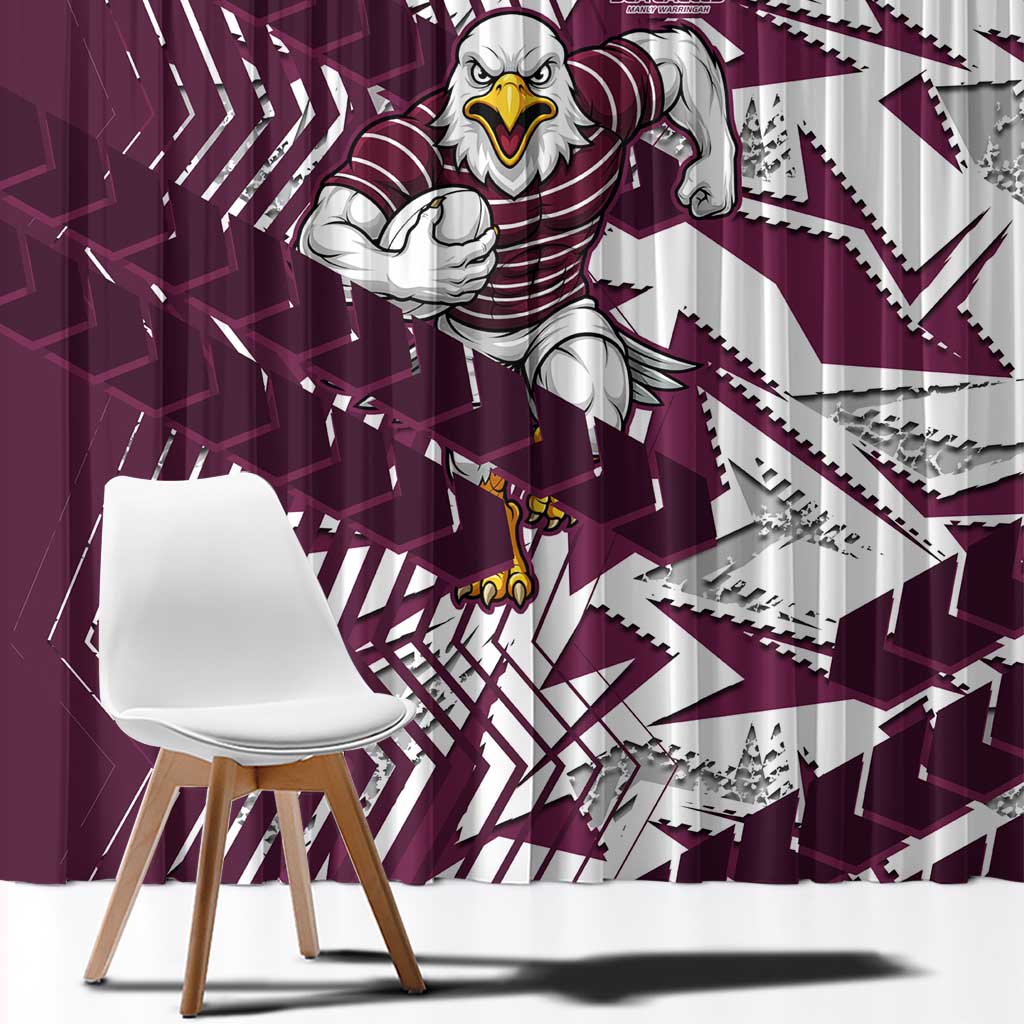 Manly Warringah Sea Eagles Rugby Window Curtain Fierce Mascot Geometric Tribal Art