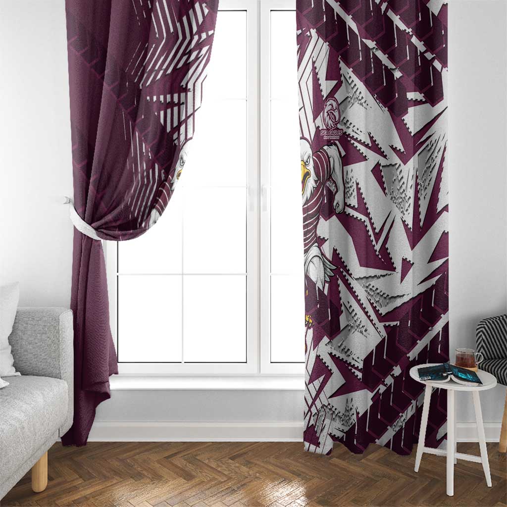 Manly Warringah Sea Eagles Rugby Window Curtain Fierce Mascot Geometric Tribal Art