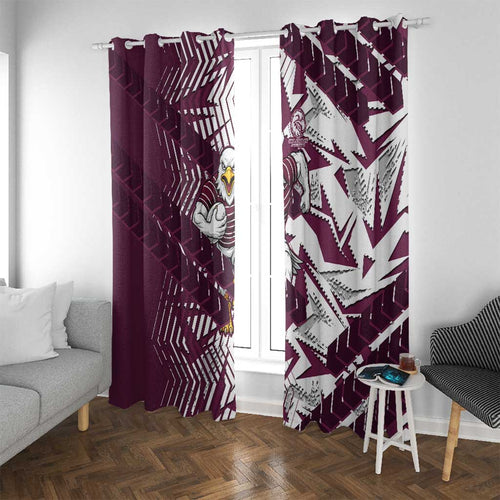 Manly Warringah Sea Eagles Rugby Window Curtain Fierce Mascot Geometric Tribal Art