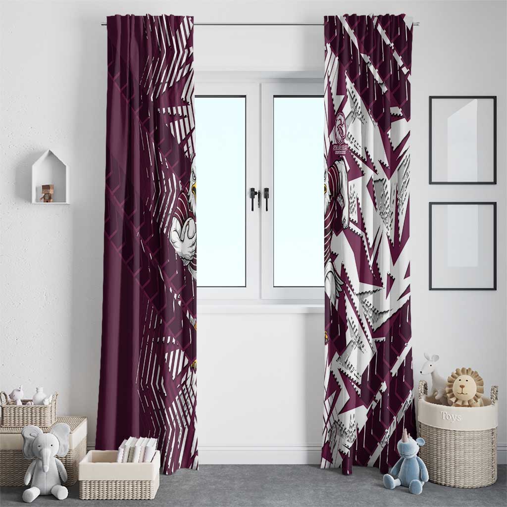 Manly Warringah Sea Eagles Rugby Window Curtain Fierce Mascot Geometric Tribal Art