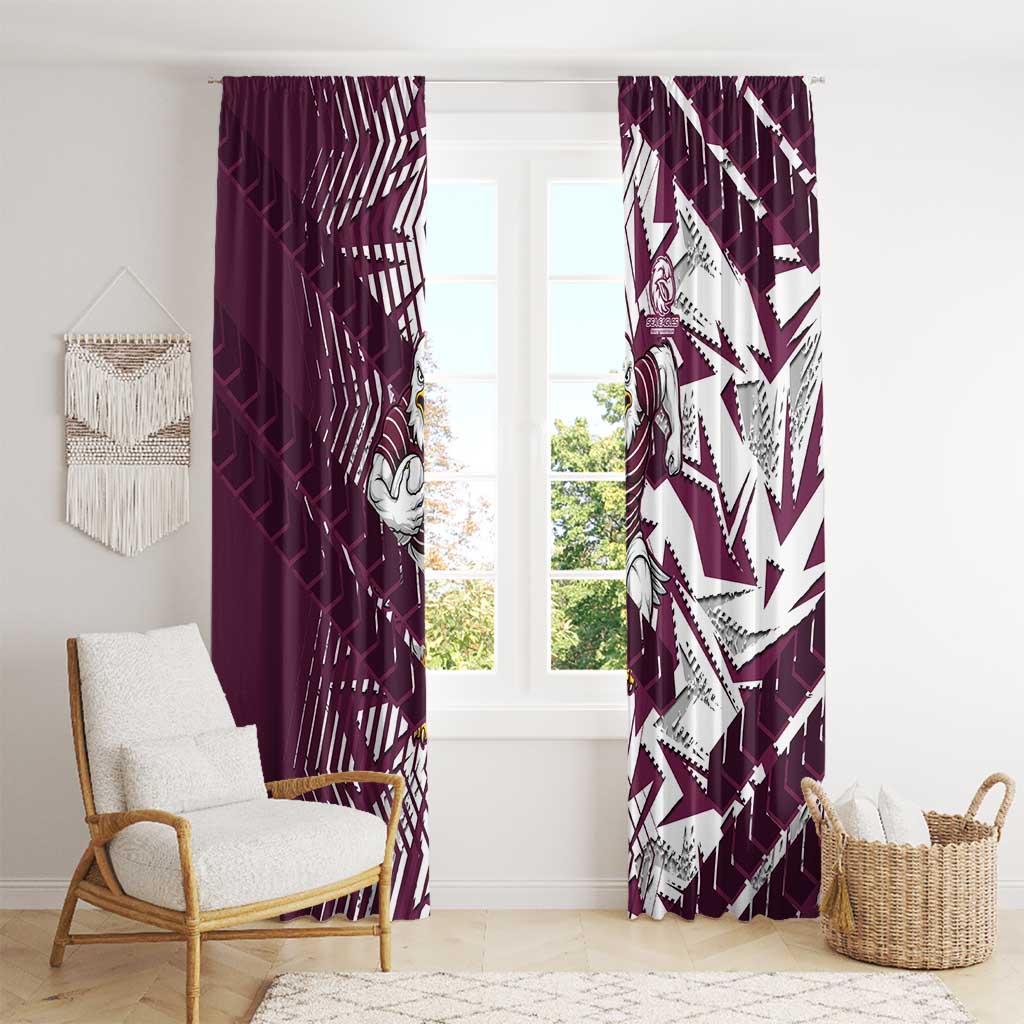 Manly Warringah Sea Eagles Rugby Window Curtain Fierce Mascot Geometric Tribal Art