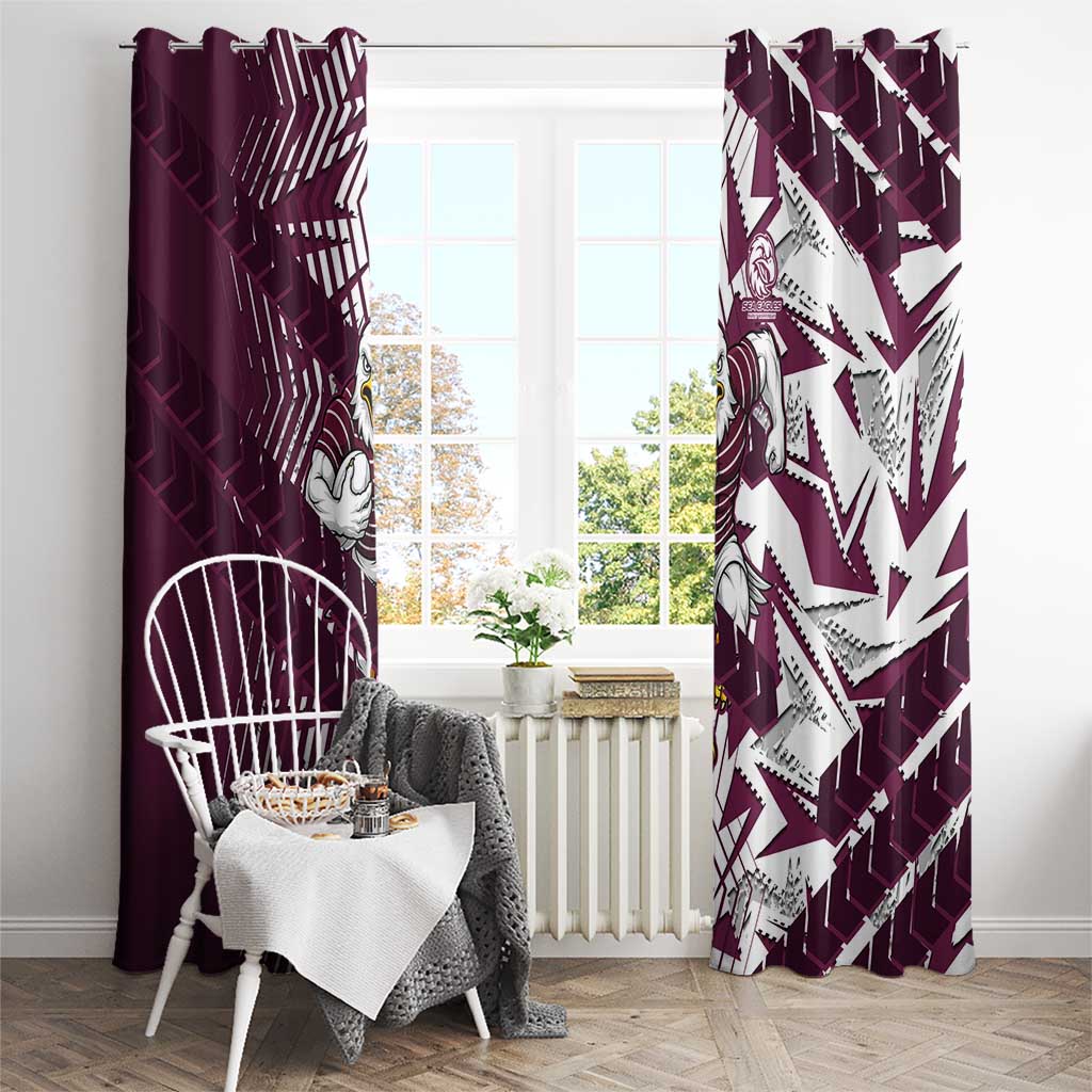 Manly Warringah Sea Eagles Rugby Window Curtain Fierce Mascot Geometric Tribal Art