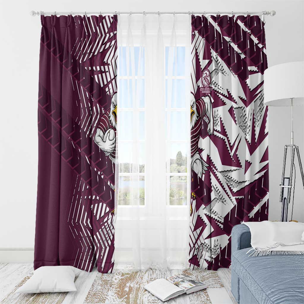 Manly Warringah Sea Eagles Rugby Window Curtain Fierce Mascot Geometric Tribal Art