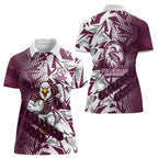 Manly Warringah Sea Eagles Rugby Women Polo Shirt Fierce Mascot Geometric Tribal Art