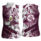 Manly Warringah Sea Eagles Rugby Women Sleeveless Polo Shirt Fierce Mascot Geometric Tribal Art