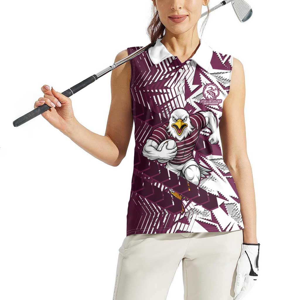 Manly Warringah Sea Eagles Rugby Women Sleeveless Polo Shirt Fierce Mascot Geometric Tribal Art