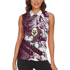 Manly Warringah Sea Eagles Rugby Women Sleeveless Polo Shirt Fierce Mascot Geometric Tribal Art