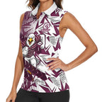 Manly Warringah Sea Eagles Rugby Women Sleeveless Polo Shirt Fierce Mascot Geometric Tribal Art