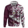 Manly Warringah Sea Eagles Rugby Zip Hoodie Fierce Mascot Geometric Tribal Art