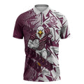 Manly Warringah Sea Eagles Rugby Zipper Polo Shirt Fierce Mascot Geometric Tribal Art
