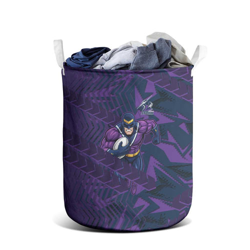 Melbourne Storm Rugby Laundry Basket Fierce Mascot Geometric Tribal Art