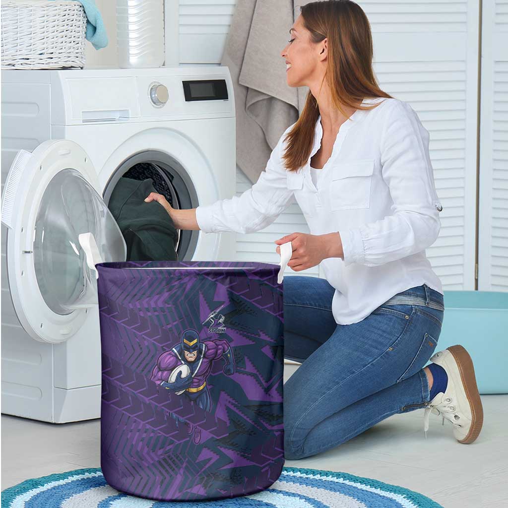 Melbourne Storm Rugby Laundry Basket Fierce Mascot Geometric Tribal Art
