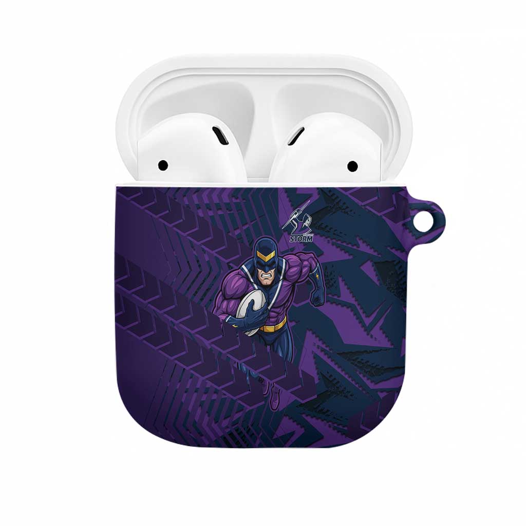 Melbourne Storm Rugby AirPods Case Fierce Mascot Geometric Tribal Art