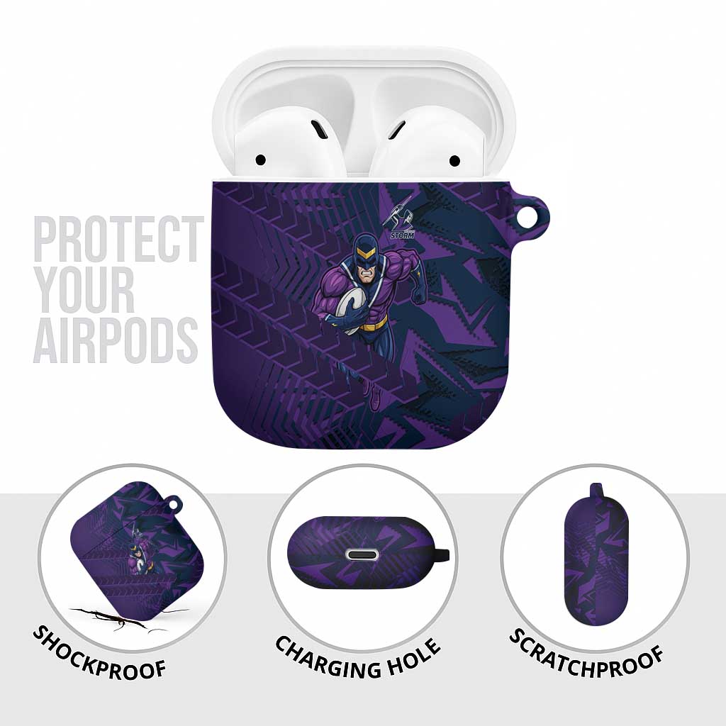 Melbourne Storm Rugby AirPods Case Fierce Mascot Geometric Tribal Art