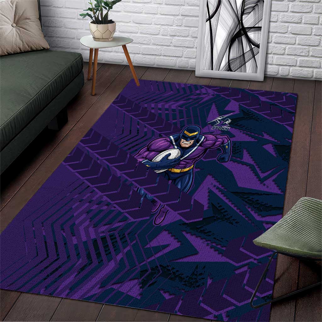 Melbourne Storm Rugby Area Rug Fierce Mascot Geometric Tribal Art