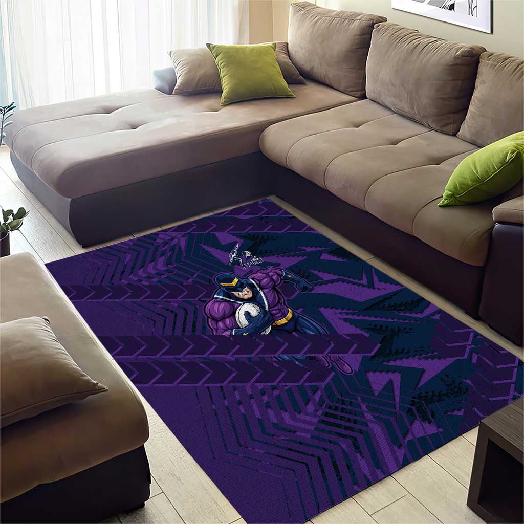 Melbourne Storm Rugby Area Rug Fierce Mascot Geometric Tribal Art