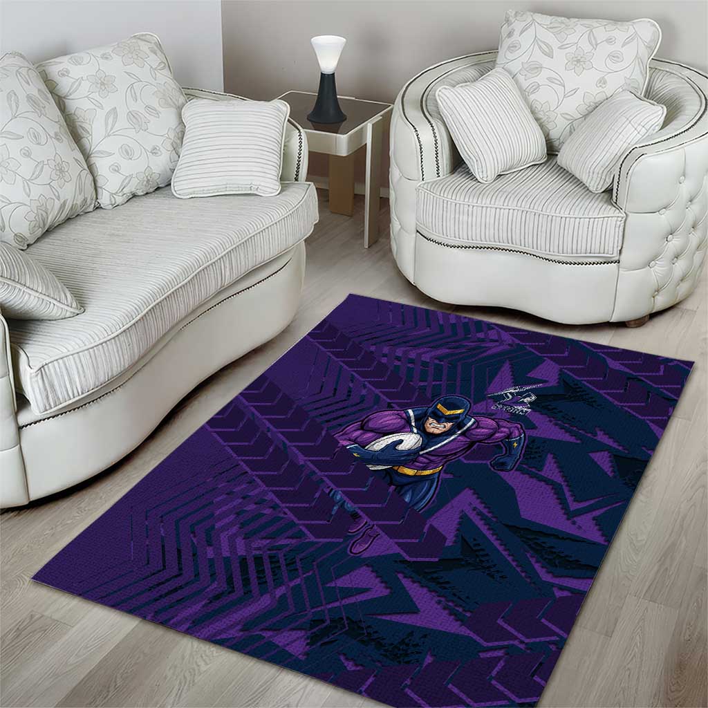 Melbourne Storm Rugby Area Rug Fierce Mascot Geometric Tribal Art