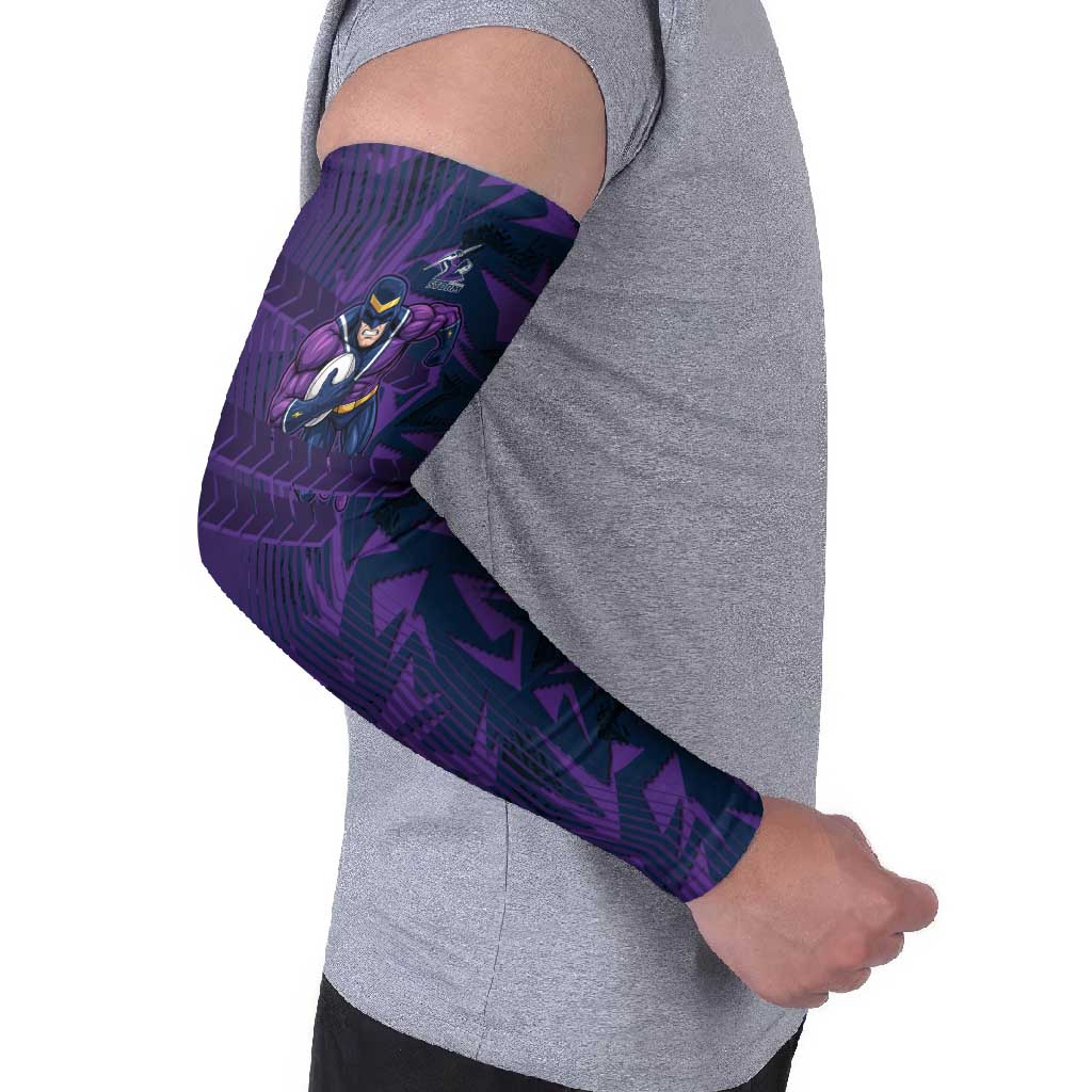 Melbourne Storm Rugby Arm Sleeves Fierce Mascot Geometric Tribal Art