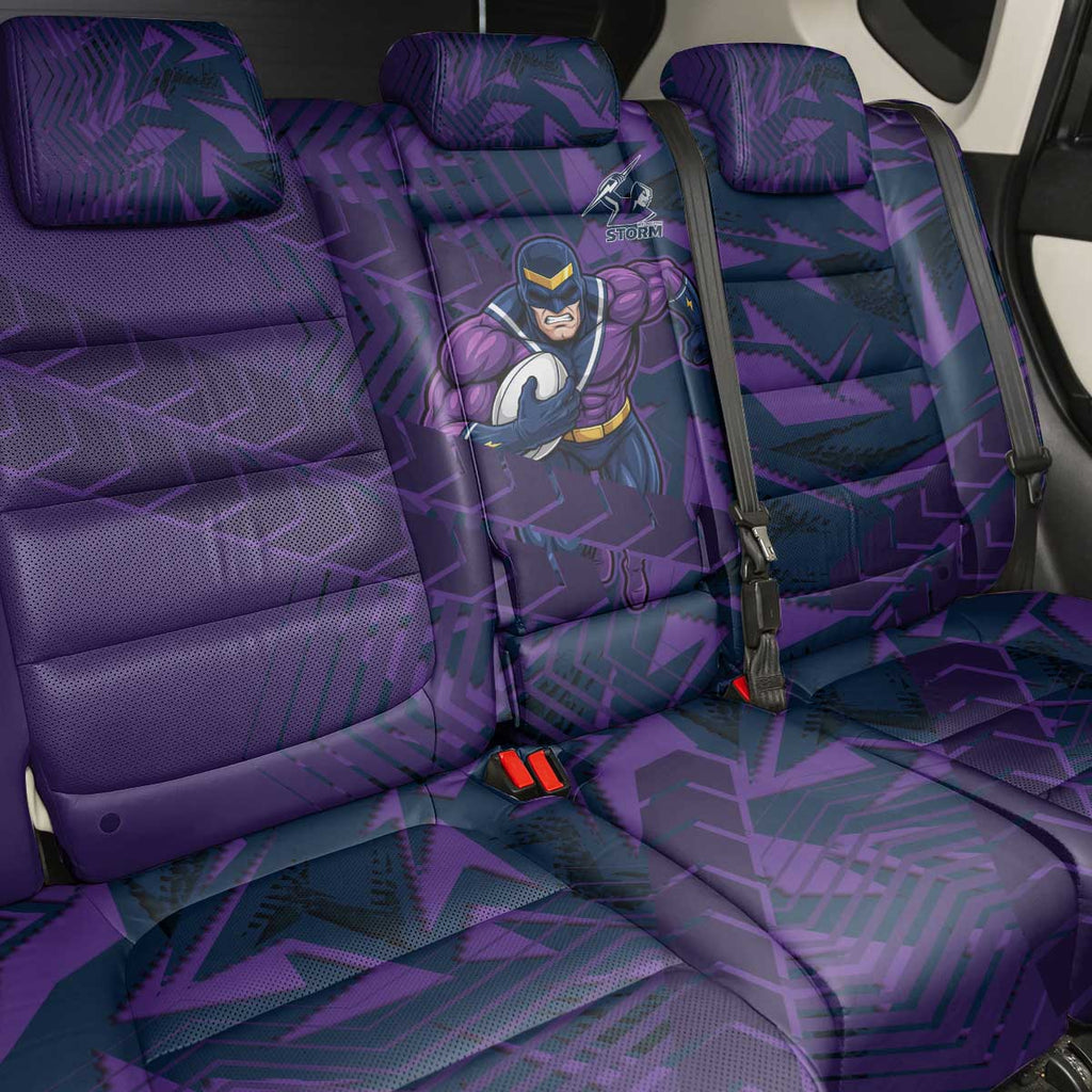 Melbourne Storm Rugby Back Car Seat Cover Fierce Mascot Geometric Tribal Art