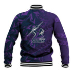 Melbourne Storm Rugby Baseball Jacket Fierce Mascot Geometric Tribal Art