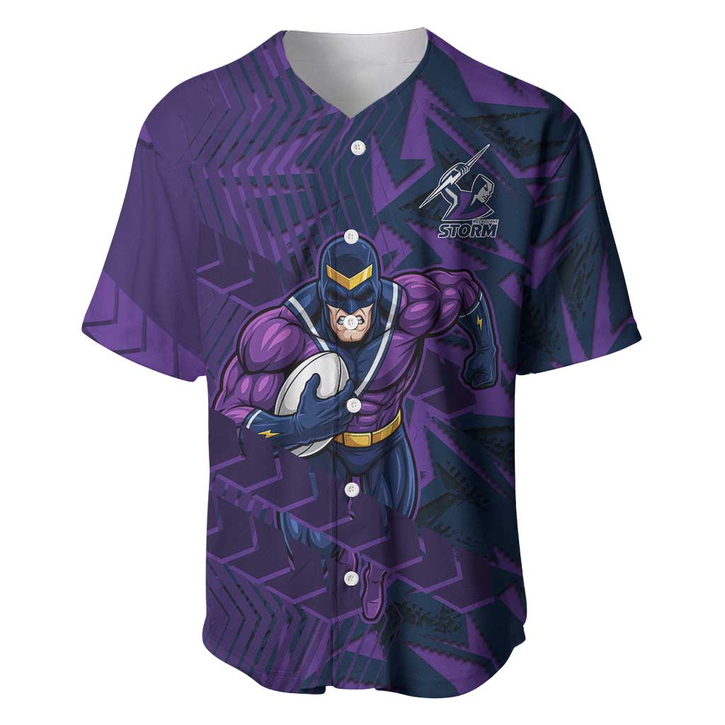 Melbourne Storm Rugby Baseball Jersey Fierce Mascot Geometric Tribal Art