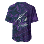 Melbourne Storm Rugby Baseball Jersey Fierce Mascot Geometric Tribal Art
