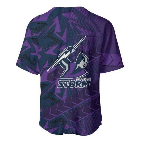 Melbourne Storm Rugby Baseball Jersey Fierce Mascot Geometric Tribal Art