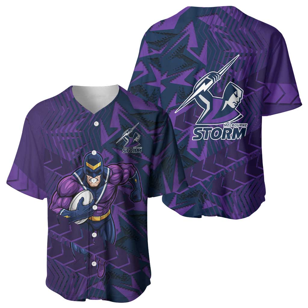 Melbourne Storm Rugby Baseball Jersey Fierce Mascot Geometric Tribal Art